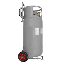 Flame King 40LB Empty Propane Tank with Wheels, Horizontal & Vertical LP Cylinder with Built-in Gauge for Fire Tables, Fire Pits, Patio Heaters, Barbeques, Lunch Trucks, Weed Torches & Truck Campers