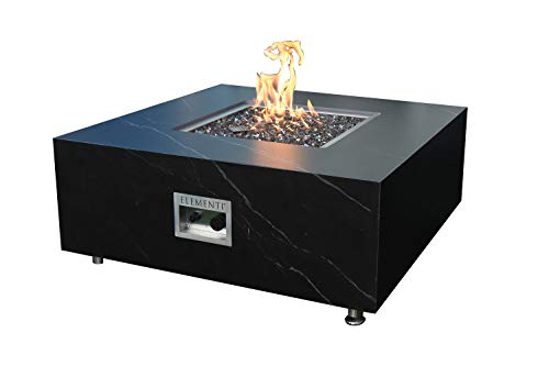 AMS Fire Pit | Sofia Marble Porcelain Fire Table | Propane 17'' H x 39'' W x 39'' D