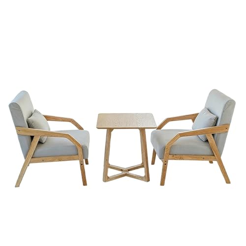 JOSOGO 3-Piece Outdoor Indoor Seating Set, Water-Resistant Solid Wood Frame with Fade-Proof Light Gray Cushions for Garden & Reading Nook(1)