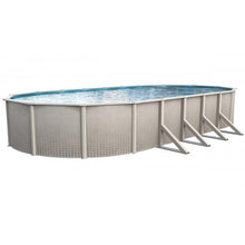 Wilbar Pools 'Impressions' 15 ft x 24 ft Oval Above Ground Swimming Pool | 48 Inch Resin Protected Steel Sided Walls | Bundle Includes: 25 Gauge Overlap Liner & Widemouth Skimmer