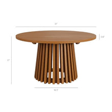 Modway Lane 31 Inch Teak Wood Outdoor Round Coffee Table in Natural – Slatted Patio Table with Pedestal Base for Patio, Balcony, Deck, Backyard, Terrace Or Sunroom