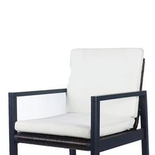 Benzara Outdoor Dining Chair Set of 2 Cushioned Seat White and Black