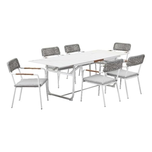 Pemberly Row 7-Piece Modern Aluminum Dining Set Gray