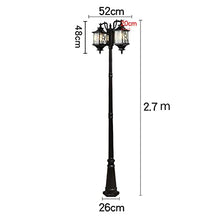PAOOPA Outdoor LED Street Light, Double Head Landscape Light, Courtyard Pole Light for Fence Deck or Patio,2.7m
