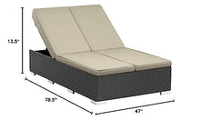 Modway Sojourn Wicker Rattan Outdoor Patio Sunbrella Fabric Double Chaise in Chocolate Beige