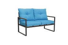 Seeheool Outdoor Patio Furniture Loveseat Sofa, All-Weather Metal Steel Patio Couch with 4" Thick and Soft Cushion for Balcony, Porch, Backyard