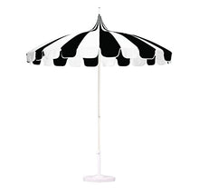 California Umbrella 8.5' Rd. Pagoda Style Patio Umbrella, White Pole, Black/Natural