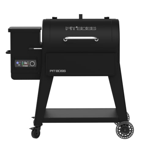 Pit Boss Amazon 850 Pellet Grill with Wi Fi, Grill Cover & Tool Set, Black Sand Steel Finish, Porcelain Coated Steel Grates, Meat Probe Included