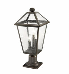 Z-Lite 3 Light Outdoor Pier Mounted Fixture 579PHBR-533PM-BK, Clear Beveled