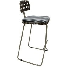 Pemberly Row Outdoor Indoor Metal Pub Set, 30 in Bar Height Stool, Powder-Coated Beige Frame, UV-Resistant Gray Fabric, Durable Armless Design, Patio, Deck, Porch Bar Seating