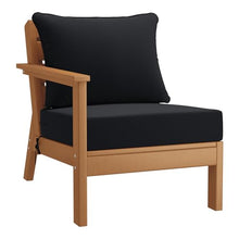 Costaelm Portsmouth Outdoor Patio HDPE Sectional Sofa with Deep Seating Patio Cushions, Teak/Black