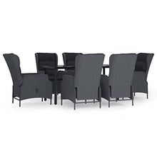 AJSEOYBS Outdoor Patio Set,Outdoor Garden Furniture,7 Piece Patio Dining Set Dark Gray Poly Rattan,for Deck, Patio, Garden, Poolside, Backyard