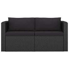 Heofavd 7 Piece Garden Lounge Set Black PE Rattan Modular Outdoor Sectional Furniture with Tempered Glass Table for Patio, Balcony, Conservatory up to 6 Seats