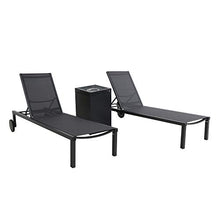 Hanover Windham 3 Piece Outdoor Fire Pit Set with 40,000 BTU Gas Fire Pit and 2 Chaise Lounge Chairs Grey