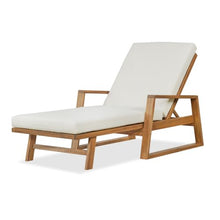 Christopher Knight Home Barde Set of 4 Patio Chaise Lounge Chair Outdoor with Cushion, Acacia Wood Poolside Sun Lounger with Armrests, 4-Position Adjustable Backrest Pool Lounger, Beige + Teak