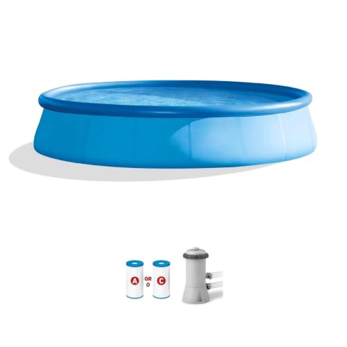 15ft x 33in Round Inflatable Outdoor Swimming Pool w/Filter Pump & Filter