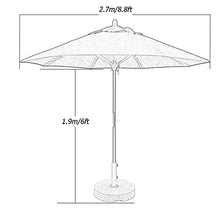 2.7m Wooden Garden Parasol Patio Sunshade Protection Umbrella Outdoor,Outdoor Sun Shade Straight Rod Umbrella Table Umbrella,Market Umbrella for Lawn, Garden, Deck, Backyard, Pool, UV 50+