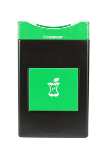 Avante™ Series Made in The USA, Black Compost Container, 30-Gallon Shallow, Green Compost Panel, Green Lid, Open Top, Liner Included