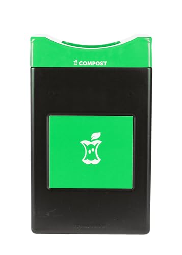 Avante™ Series Made in The USA, Black Compost Container, 30-Gallon Shallow, Green Compost Panel, Green Lid, Open Top, Liner Included