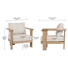Christopher Knight Home Kera 4-Seater Patio Furniture Set with Removable Cushion, 4 Piece Outdoor Acacia Wood Conversation Set, Sold Wood Outdoor Sectional Sofa Set with Coffee Table, Brown+Beige