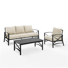 Afuera Living 3-Piece Metal Outdoor Sofa Set, Steel Construction, Oil Rubbed Bronze Finish, Oatmeal Cushions, Includes Sofa, Chair, Coffee Table, Weatherproof Material, Seating for 4, Patio