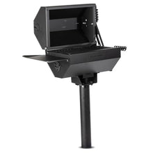 Ash & Ember Park-Style Grill/Smoker, 260 Sq In Charcoal Grill with Cover, 17.5"x11.5" Grate, Side Shelf for Food Prep, Single Post Permanent Park-Style Grill for Outdoor Backyard BBQ