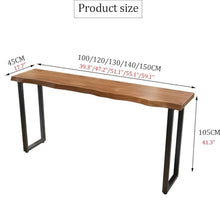 Dalumian Bar Table Solid Wood Narrow Counter Height Table, Rectangular Kitchen Table, High Pub Desk for Narrow Spaces Living Room (No Stools)(100CM)