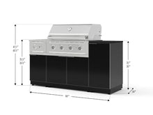 NewAge Products Classic Series 6PC Aluminum Black Modular Outdoor Kitchen Grill Island with 36" Performance Grill LP - 24"D x 68"W x 47.5"H