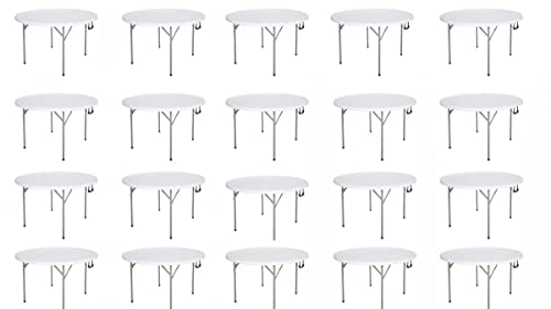 Pack 20 4 Feet Bi Folding Table White 48 Round Folding Table Fold In Half Round Plastic Table Plastic Card Table Outdoor Furniture Four Foot Folding In Half Table Outdoor Table Outdoor Tables