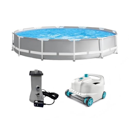 12ft x 30in Frame Above Ground Swimming Pool Set and Robot Vacuum