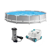 12ft x 30in Frame Above Ground Swimming Pool Set and Robot Vacuum