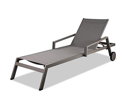 HomeRoots Set of 2 Taupe Modern Aluminum Chaise Lounges Taupe