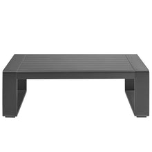 Modway Lirienne Aluminum Outdoor Coffee Table in Gray - 47 Inch Weather-Resistant Modern Rectangle Patio Table with Slatted Top