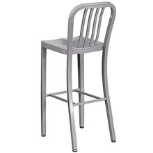 Flash Furniture Gael 30" Commercial Metal Barstools with Footrest, Vertical Slat Back Bar Height Stools for Restaurants and Kitchens, Set of 2, Silver