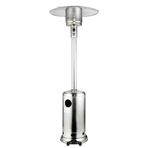 AIZYR Large Stainless Steel Patio Heater, Gas Patio Heater with Wheels/Adjustable Thermostat for Balcony Patio Home,Liquefied Gas