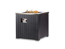 EV Fires 24" Modern Outdoor Square Patio Fire Pit Table for Propane Gas, Easy to Operate Electrical Ignition- Fire Glass, Cover, and Lid Included