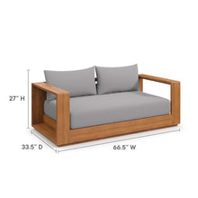 Modway Tahoe Acacia Wood Outdoor Patio Loveseat Natural Light Gray