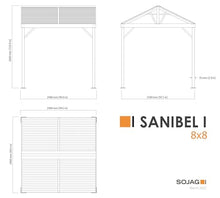 Sojag 8' x 8' Sanibel I Hardtop Gazebo Outdoor Weather-Resistant Aluminum Frame Light Grey