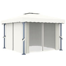 HKTMGDNG 9.8x9.8 Aluminum Gazebo Canopy with Curtains Cream White