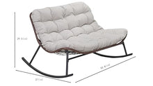 WEALTHOUSE Double Wide Rocking Loveseat Outdoor Egg Chair with Plush Dual Layer Cushions, PE Rattan Frame, 2 Person Rocker Lounge Seat for Patio Garden Balcony Backyard Porch Poolside Relaxation