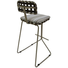 Pemberly Row Outdoor/Indoor Metal Pub Set, 30" Bar Height Stool, Beige UV-Coated Frame, Beige Weather-Resistant Fabric, Powder-Coated Durable Welded Metal, Patio Deck Porch Seating