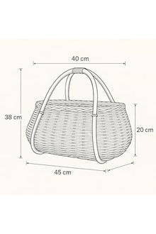 Handmade Woven Picnic Basket Organizer 18x14 inches Rattan Oval Decorative Storage - Multicolor