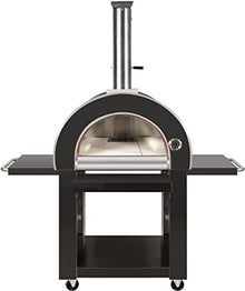 31" Outdoor Wood Fired Black Stainless Steel Artisan Pizza Oven or Grill with Waterproof Cover