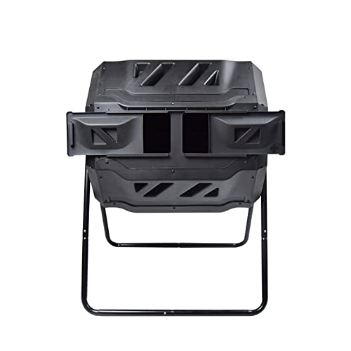 Kitchen Compost Bin, 42 Gallons Large Capacity Composter, Dual Chamber Outdoor Garden Compost Bin Heavy Duty, UV Protected Turning Barrel Tumbling Composter,Indoor Compost Bin with Lid