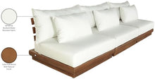 Meridian Furniture 111White-S3B Mirella Collection Modern | Contemporary Outdoor Patio 3pc. Modular Sofa with Solid Teak Frame, Water Resistant Fabric, 111" W x 38" D x 27" H, White