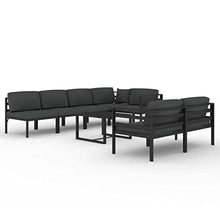 KLGBNCVE Aluminum Modular Patio Lounge Set with Cushions, Anthracite 8 Piece Outdoor Seating