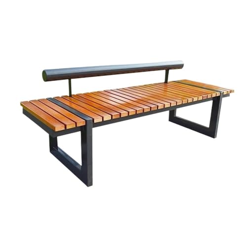 GRFIT Outdoor Bench Outdoor Bench for Park, Wooden Chair for Garden, with Lacquered Steel Structure, Rest Seat for Patio Garden Bench (Small)
