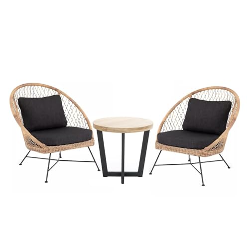 KPHYMOD 3 Pieces Outdoor Patio Furniture Sets, Manual Weaving PE Wicker Rattan Balcony Conversation Sets with Cushion and Table (Size : Style B)