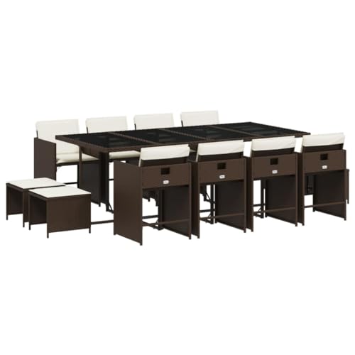 AMBERARD Patio Dining Set Set of 12 Brown Furniture Set