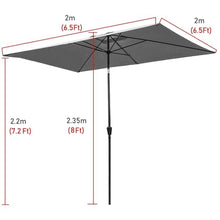 EUQKKWLOY 2.35m Outdoor Patio Umbrella - Rectangular Beach Parasol with Crank & Tilt UV Resistant Waterproof Ideal for Garden Poolside and Backyard Use